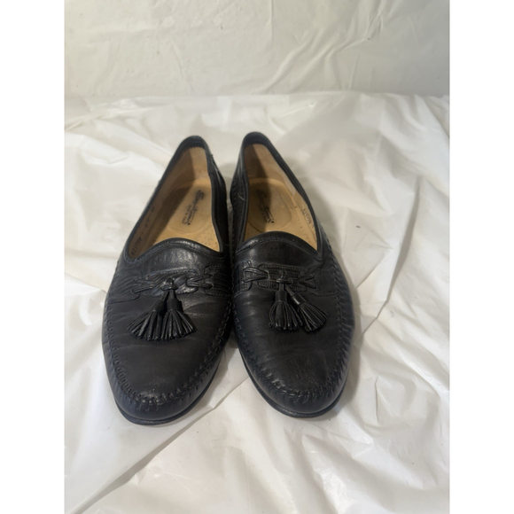Santoni Italy All Leather Loafers Men's sz 8.5 Black Dress Shoes - Picture 15 of 15
